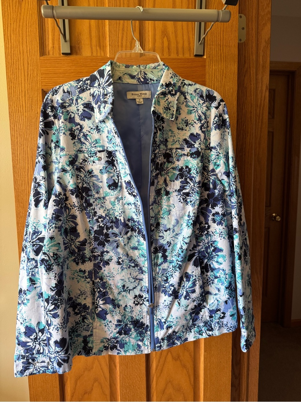 Studio Works Blue Floral Zip Jacket
